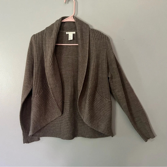 H&M Open Front Knit Cardigan Taupe Size Medium Casual Career Cozy - Picture 4 of 6